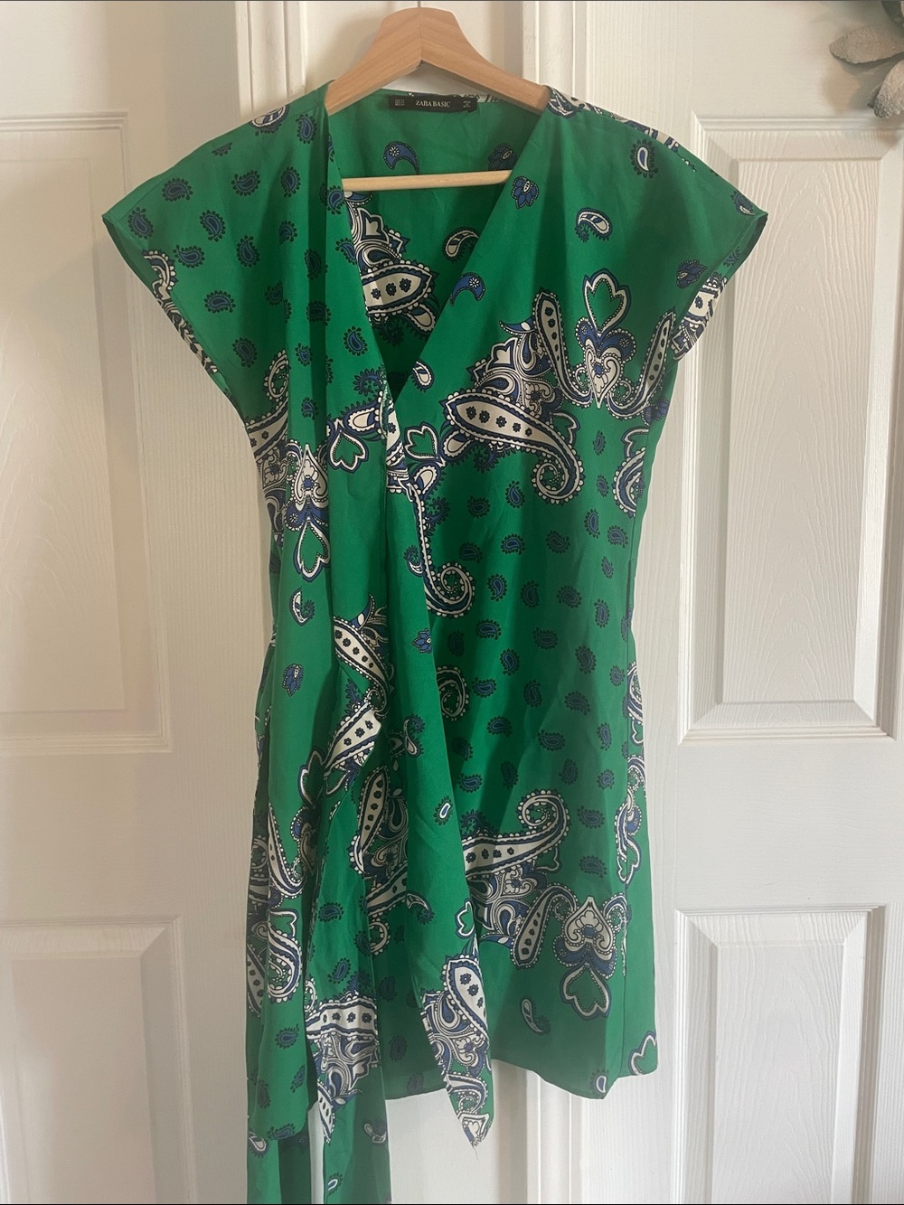 Zara Green and Blue Paisley Wrap Dress